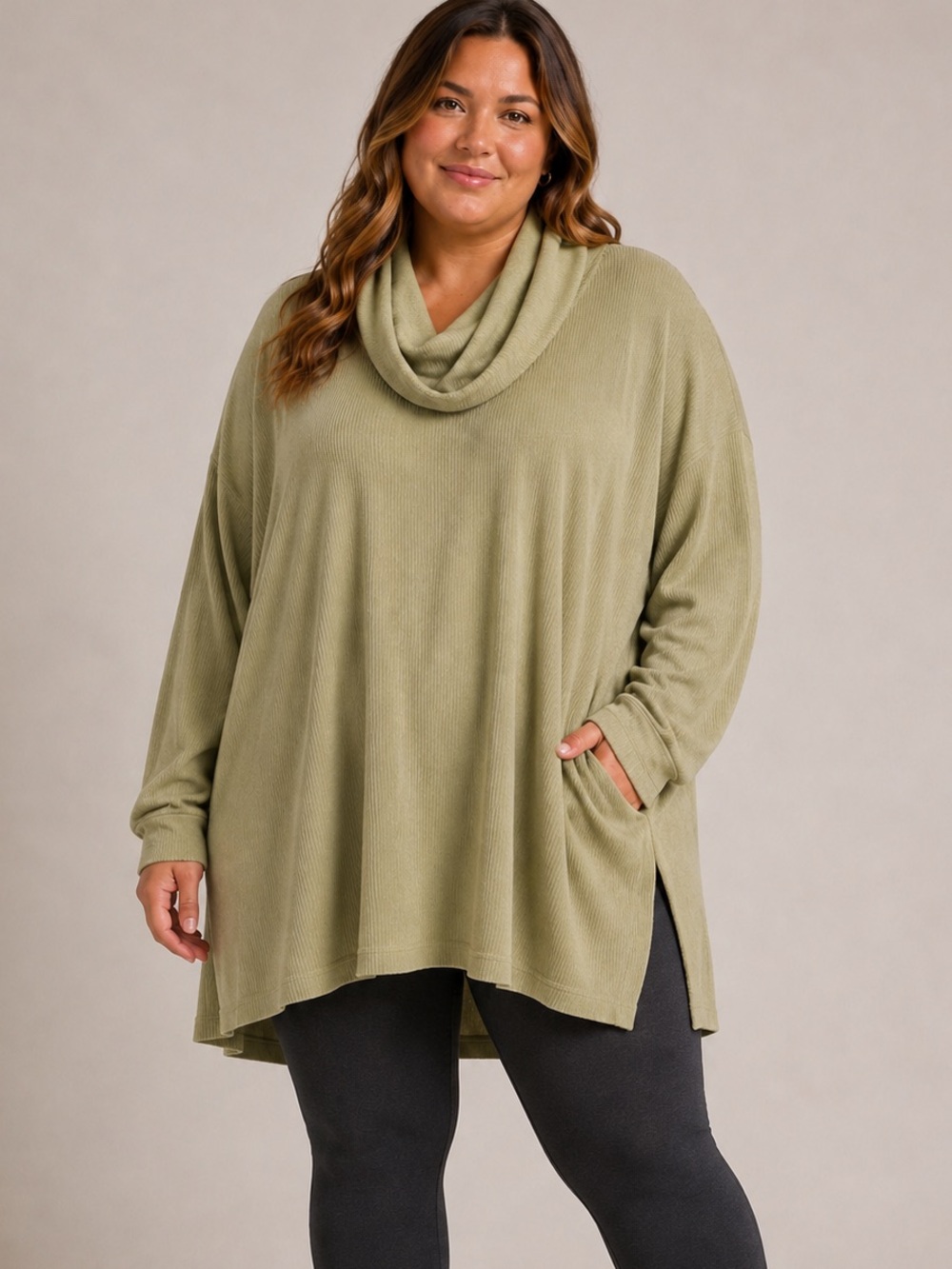 Roaman's Sage Green Oversized Sweater